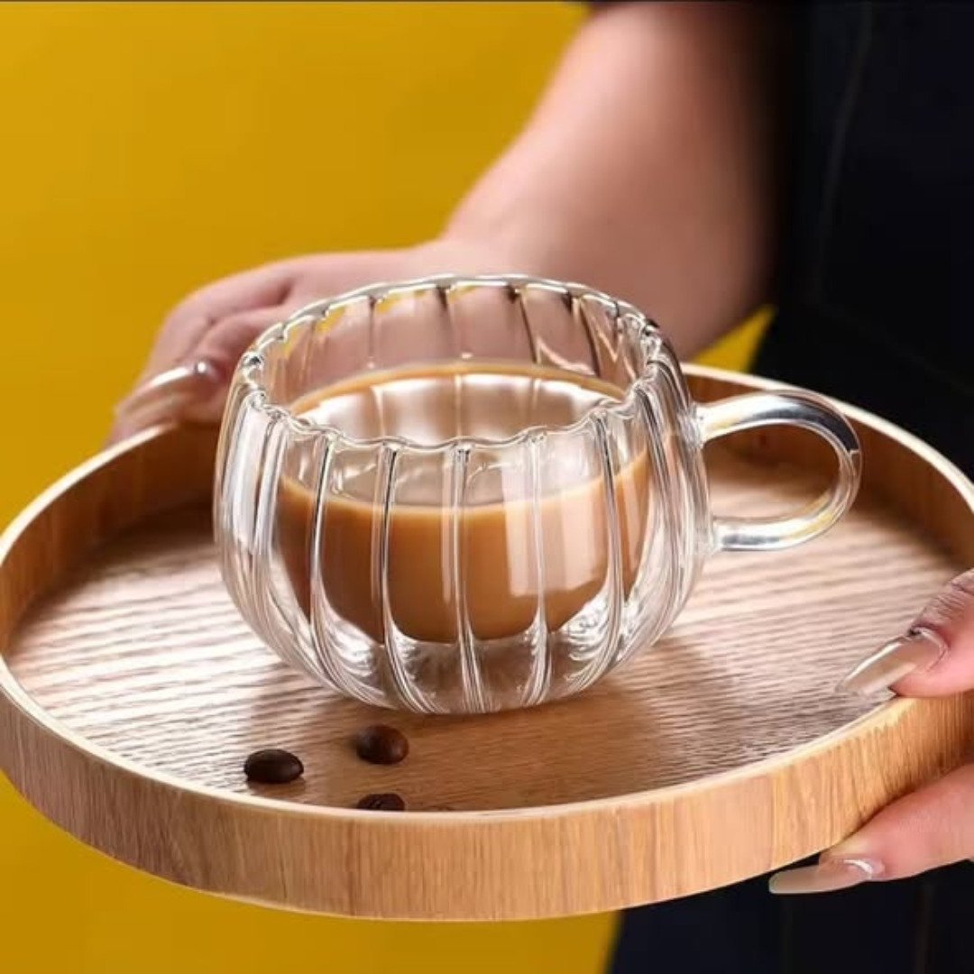 Stripe Double Wall Glass Mug