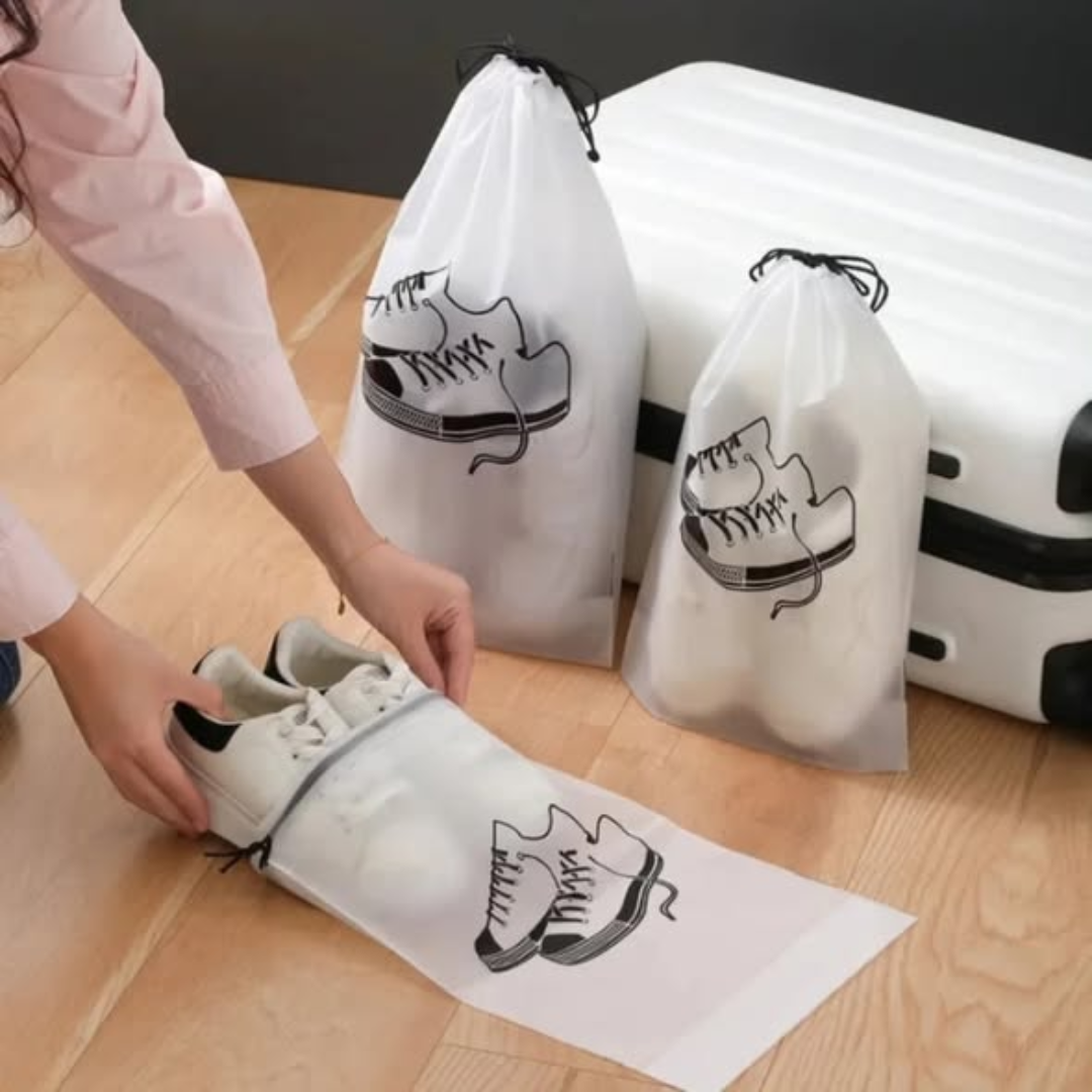 5Pcs Drawstring Pocket Waterproof Travel Shoe Bag