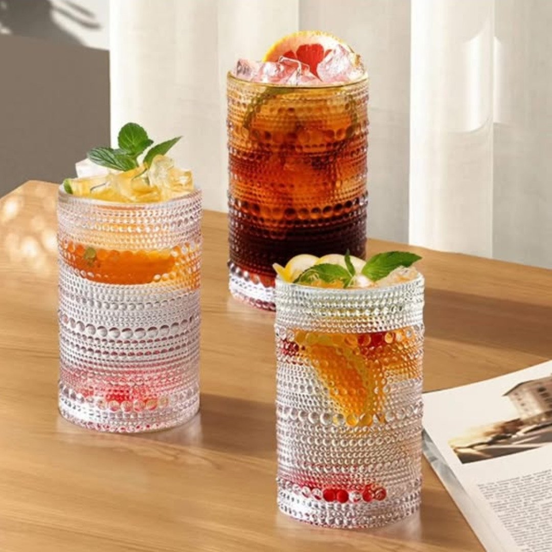 High borosilicate embossed water/juice glasses