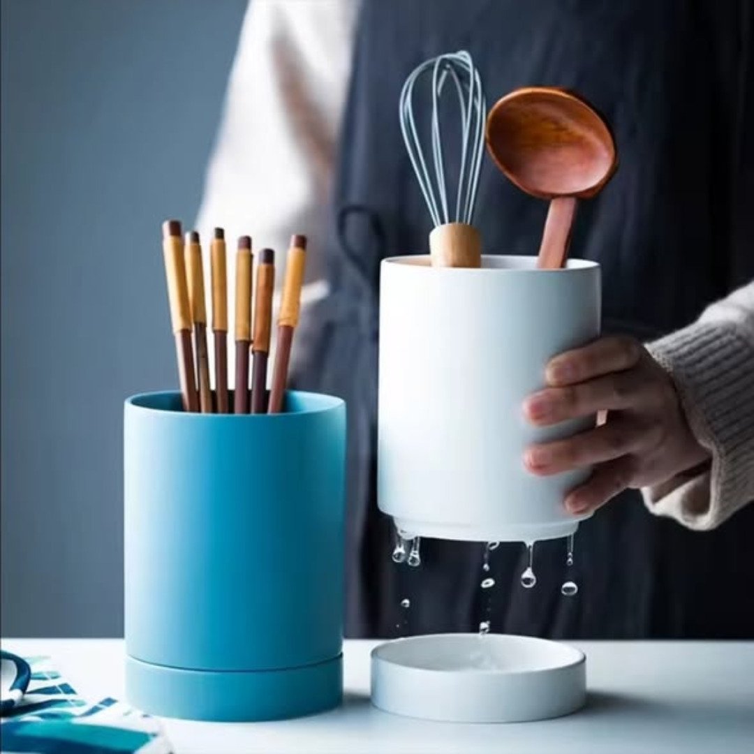 Porcelain Ceramic kitchen cutlery Organizer With Water Holder