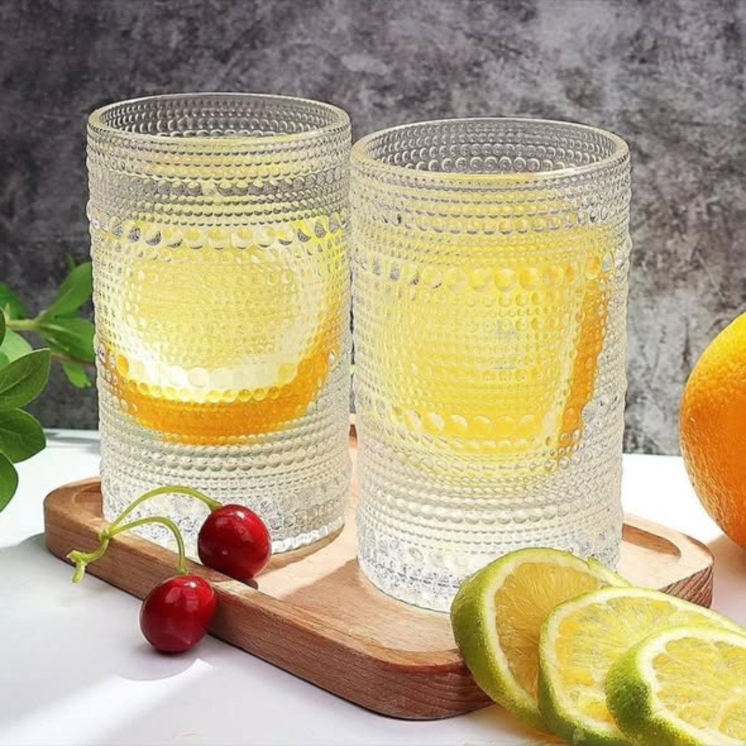 High borosilicate embossed water/juice glasses