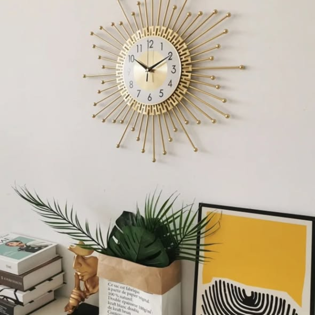 Sun-Shaped Metal Wall Clock