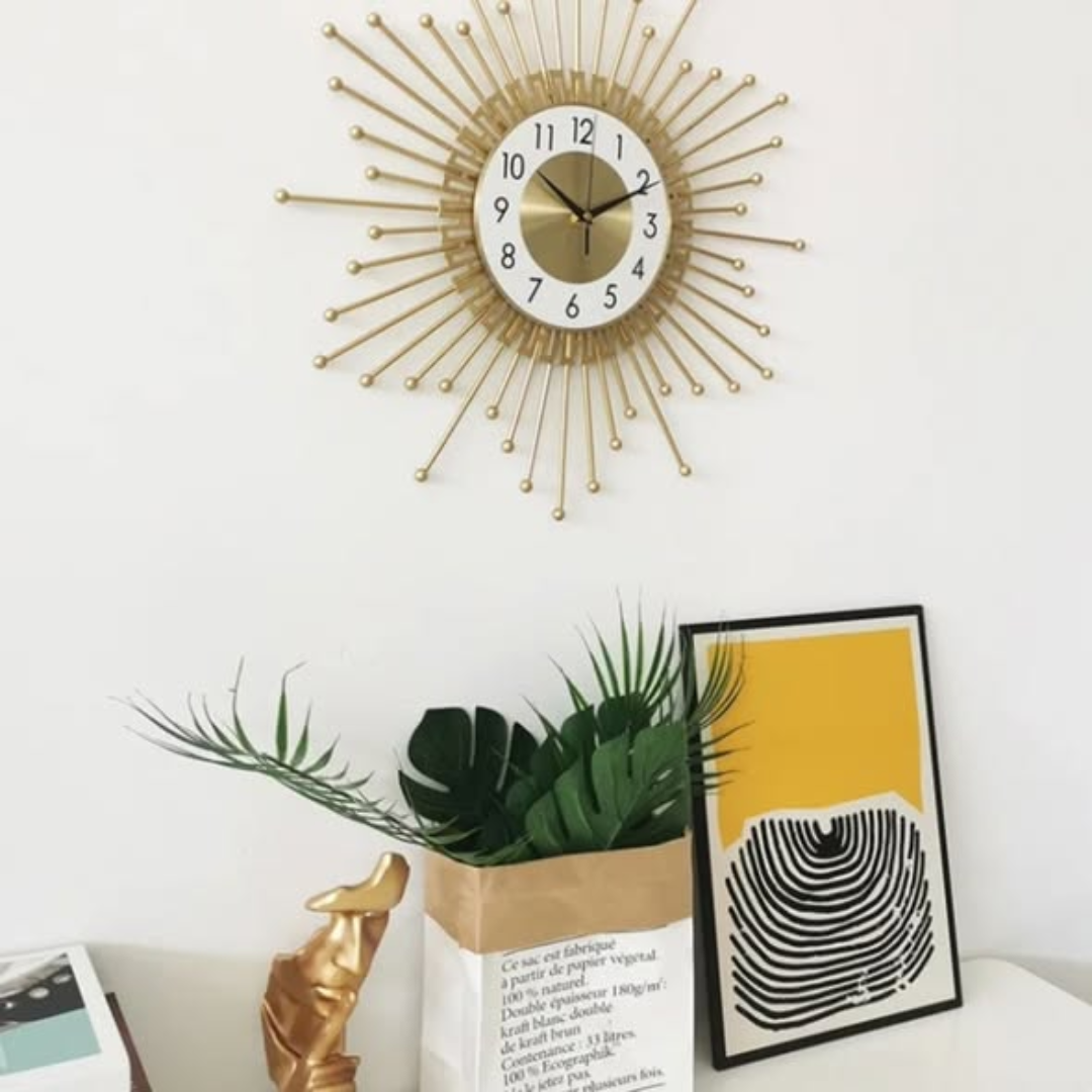 Sun-Shaped Metal Wall Clock