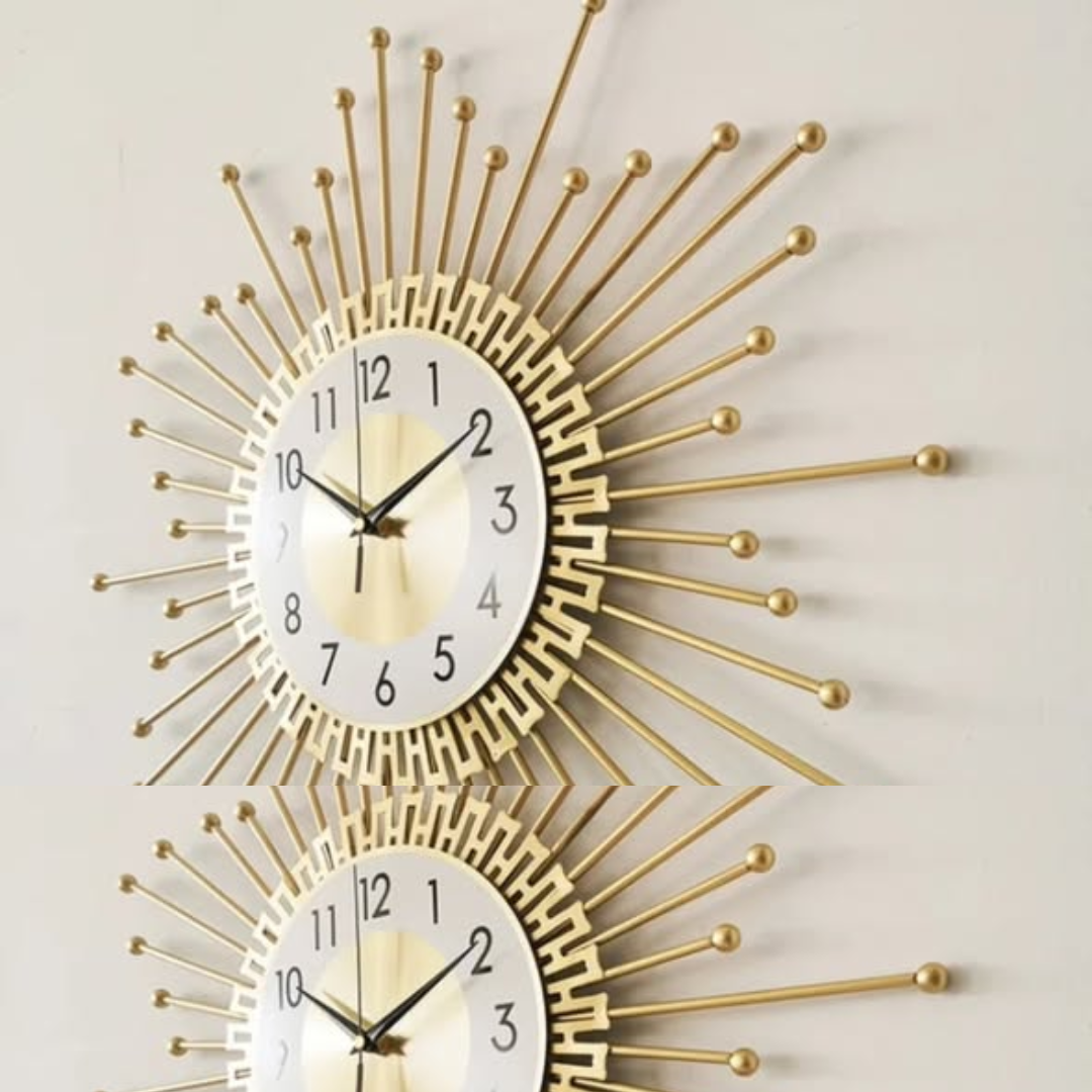 Sun-Shaped Metal Wall Clock
