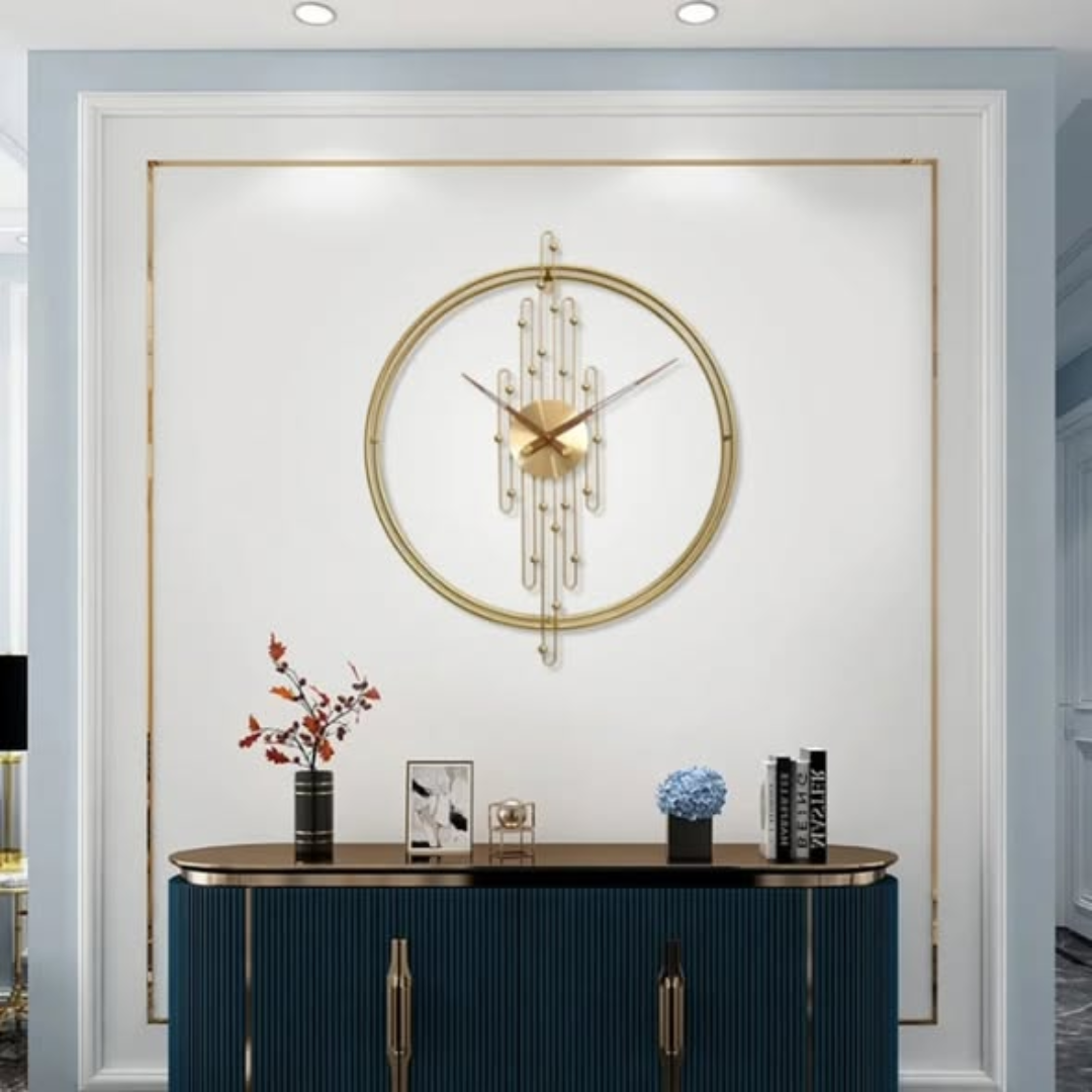 Double-Circle Gold Metal Wall Clock