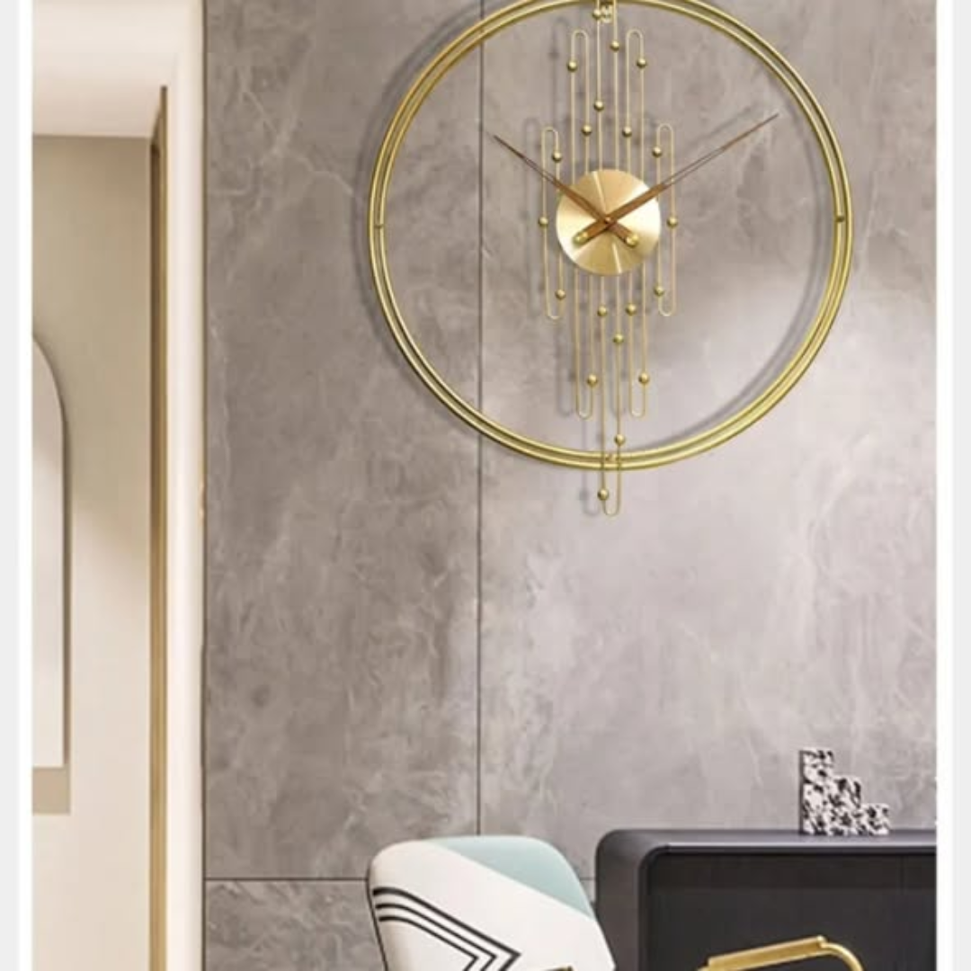 Double-Circle Gold Metal Wall Clock