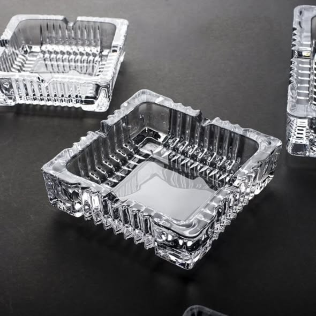 Square Clear Glass Ash Tray