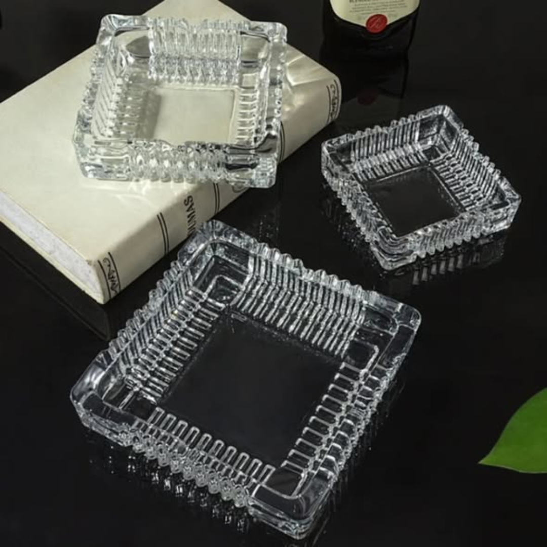 Square Clear Glass Ash Tray