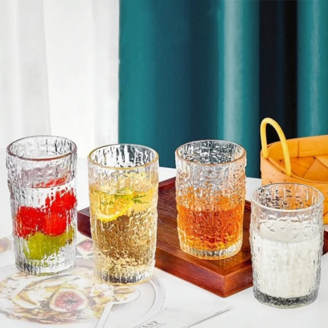 set of 6 Ice texture crystal glass
