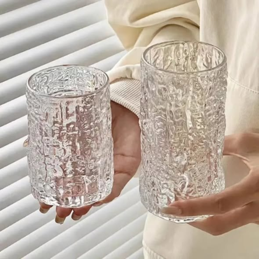 set of 6 Ice texture crystal glass