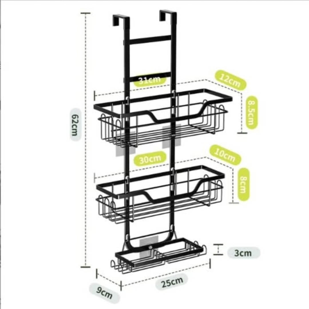 Drill-Free Bathroom Shelf Over Door Hanging Organizer