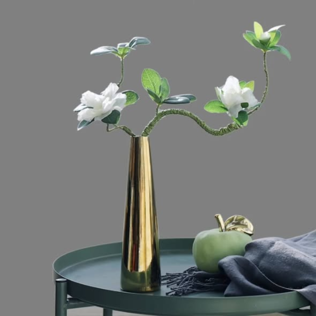 Plain small neck gold ceramic vase