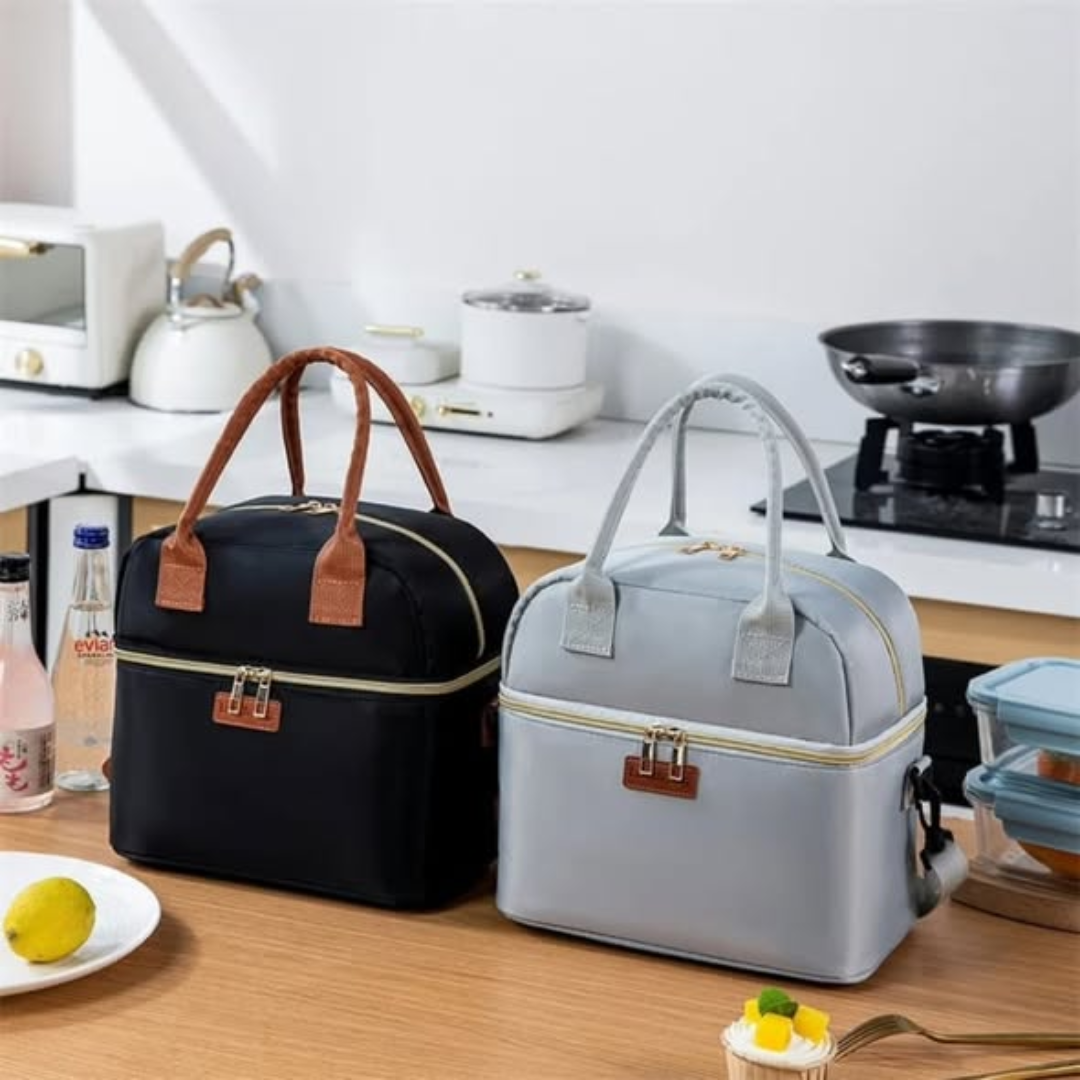 Double layer insulated lunch bag