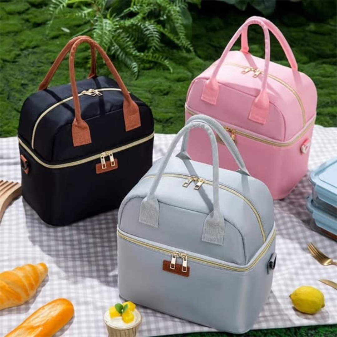 Double layer insulated lunch bag