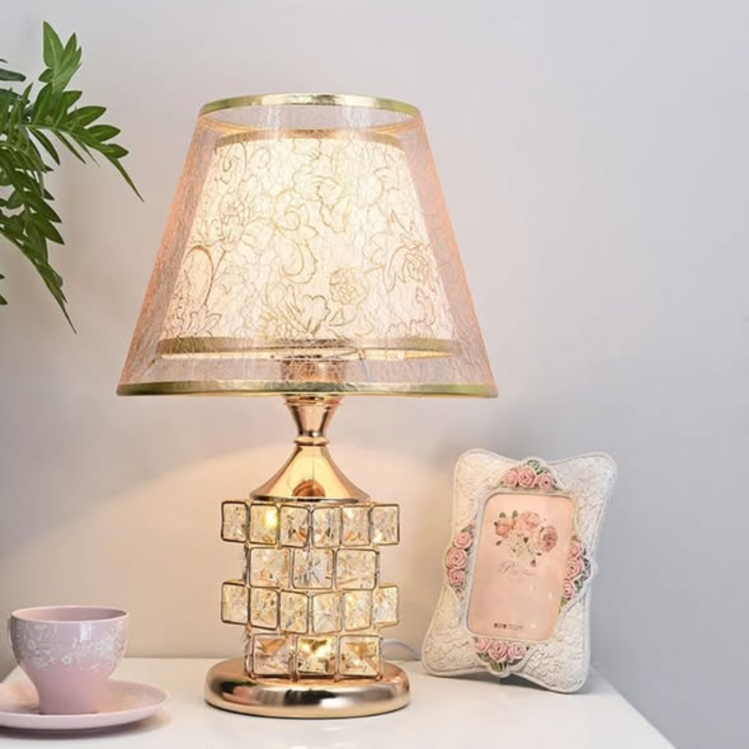 DOUBLE SHADE CRYSTAL TABLE LAMP