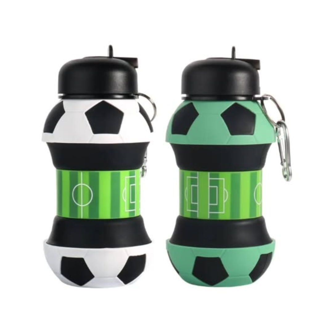 Foldable football shaped silicon water bottles