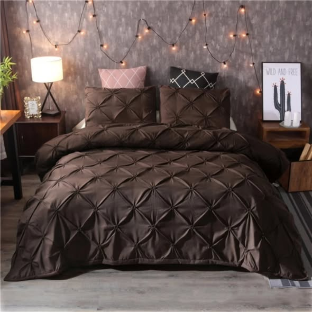 Cotton pinch pleat design duvet cover set