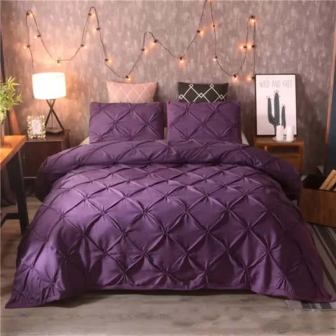 Cotton pinch pleat design duvet cover set