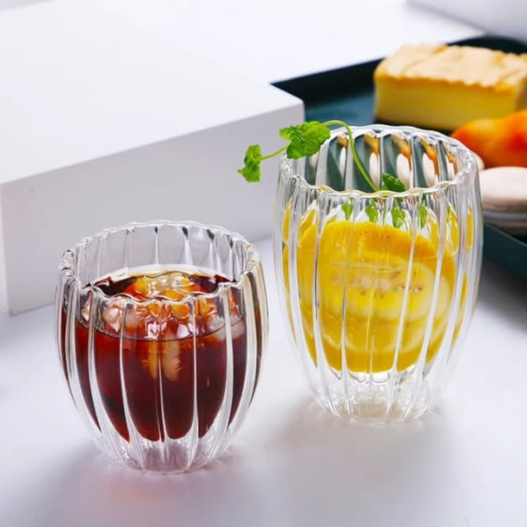 Stripe Double Wall Glass Mug