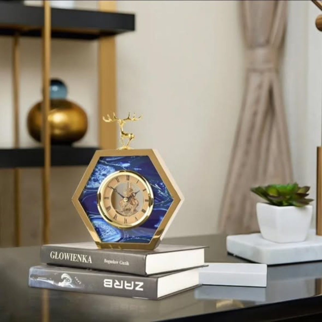 Gold Blue Desktop Clock