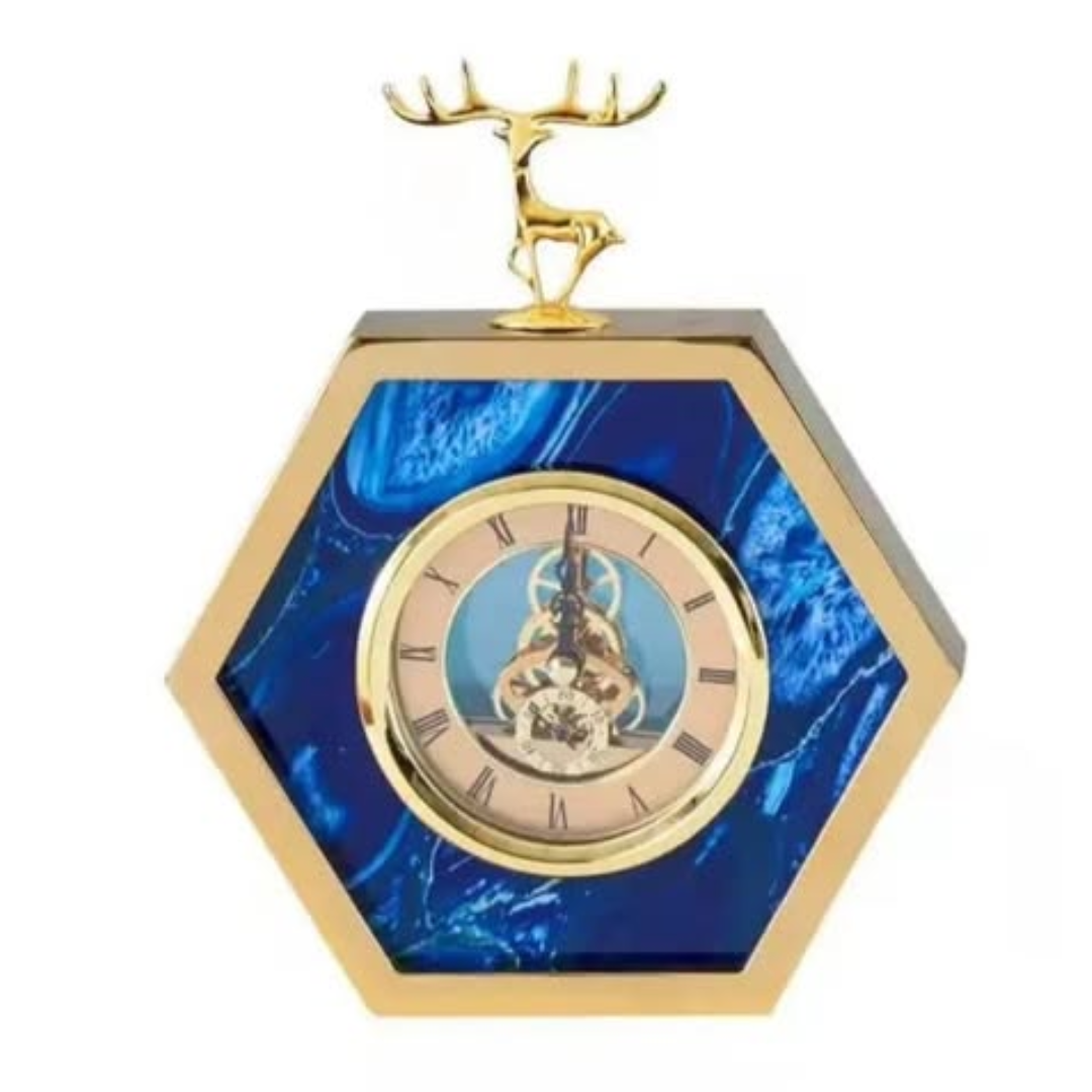 Gold Blue Desktop Clock