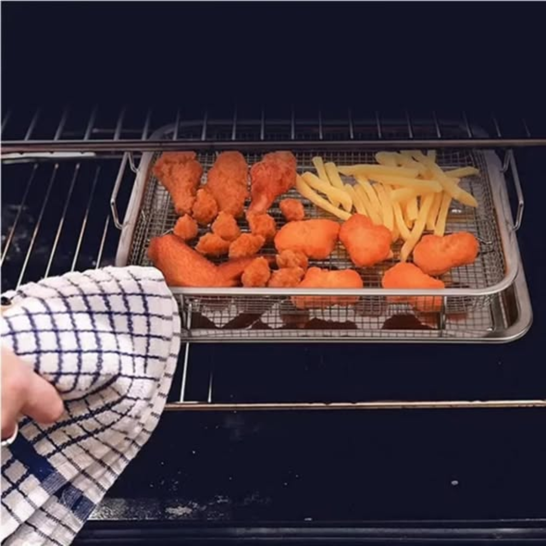 Heat resistant stainless steel French fries basket + tray