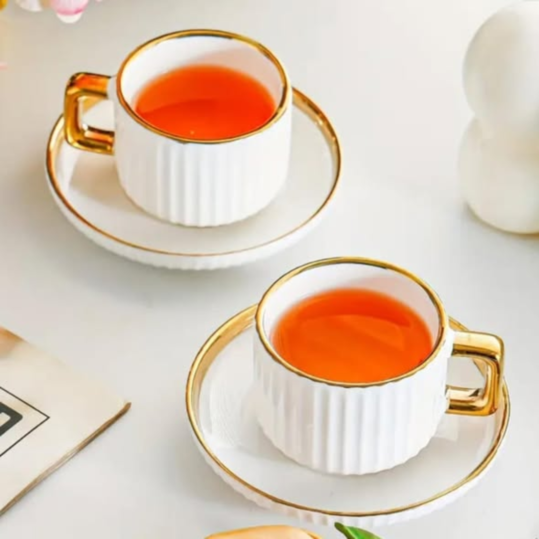 12pcs Gold Edge Ceramic Cups