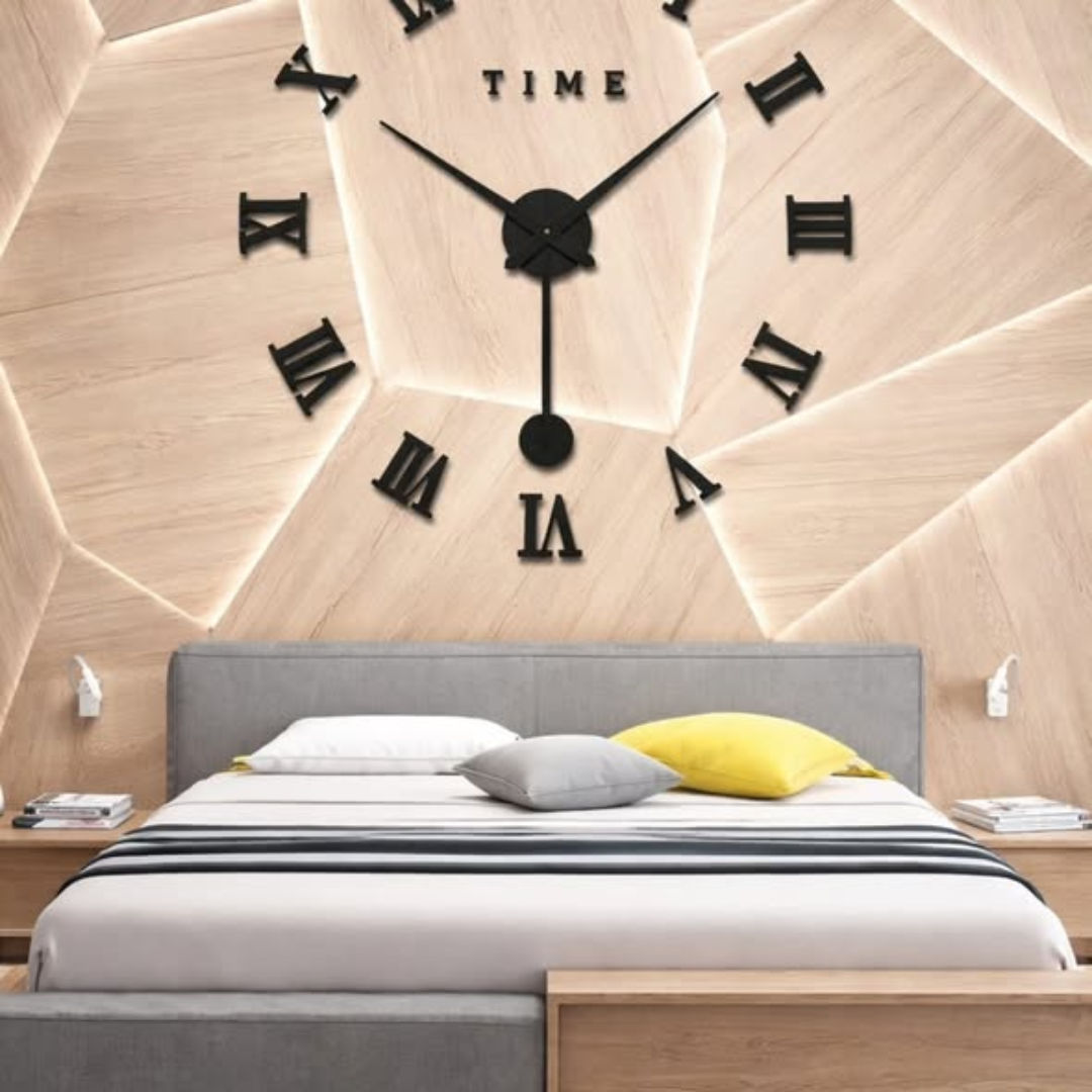 3D Large Roman Numeral Acrylic Mirror Wall Clock Sticker