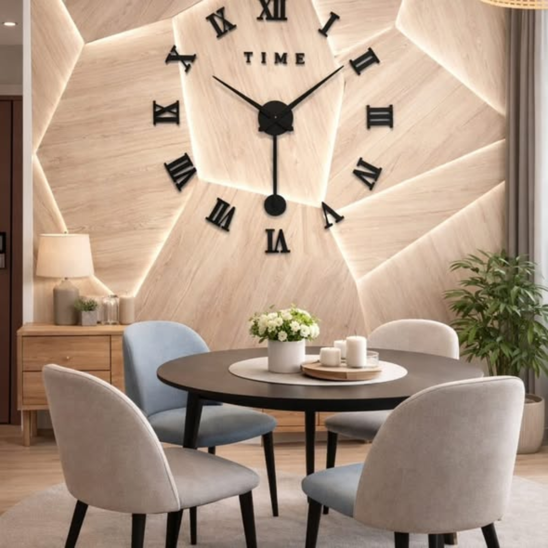 3D Large Roman Numeral Acrylic Mirror Wall Clock Sticker