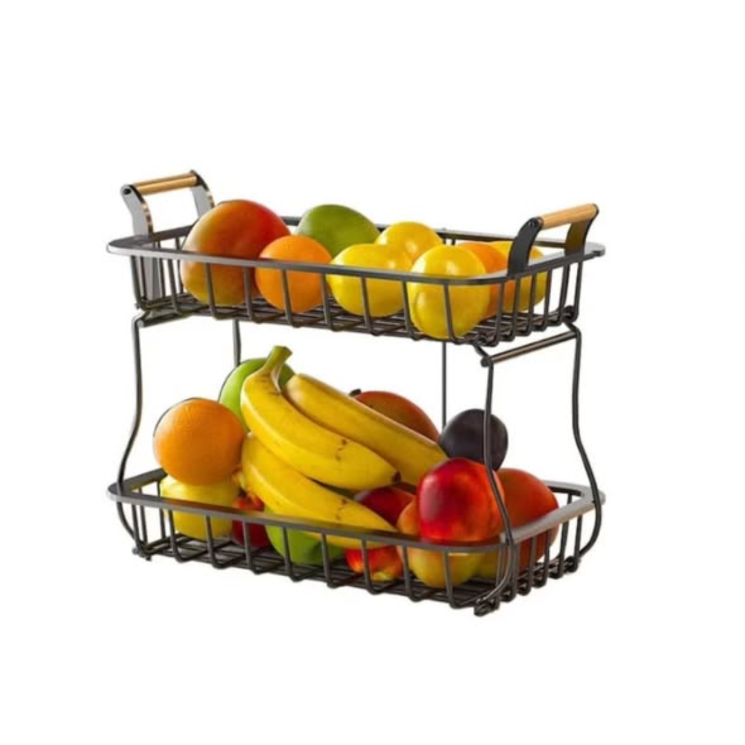 2 Tier Detachable Nordic Metallic Fruit Vegetable Basket Rack