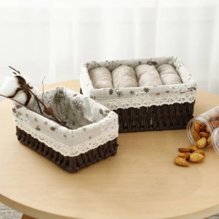 Woven paper rope baskets