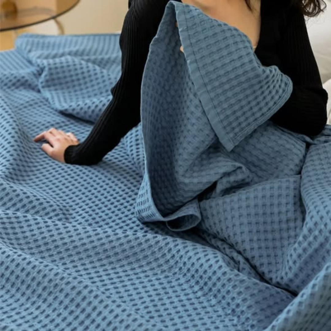 Waffle Bed Coverlet Set with pillow cases