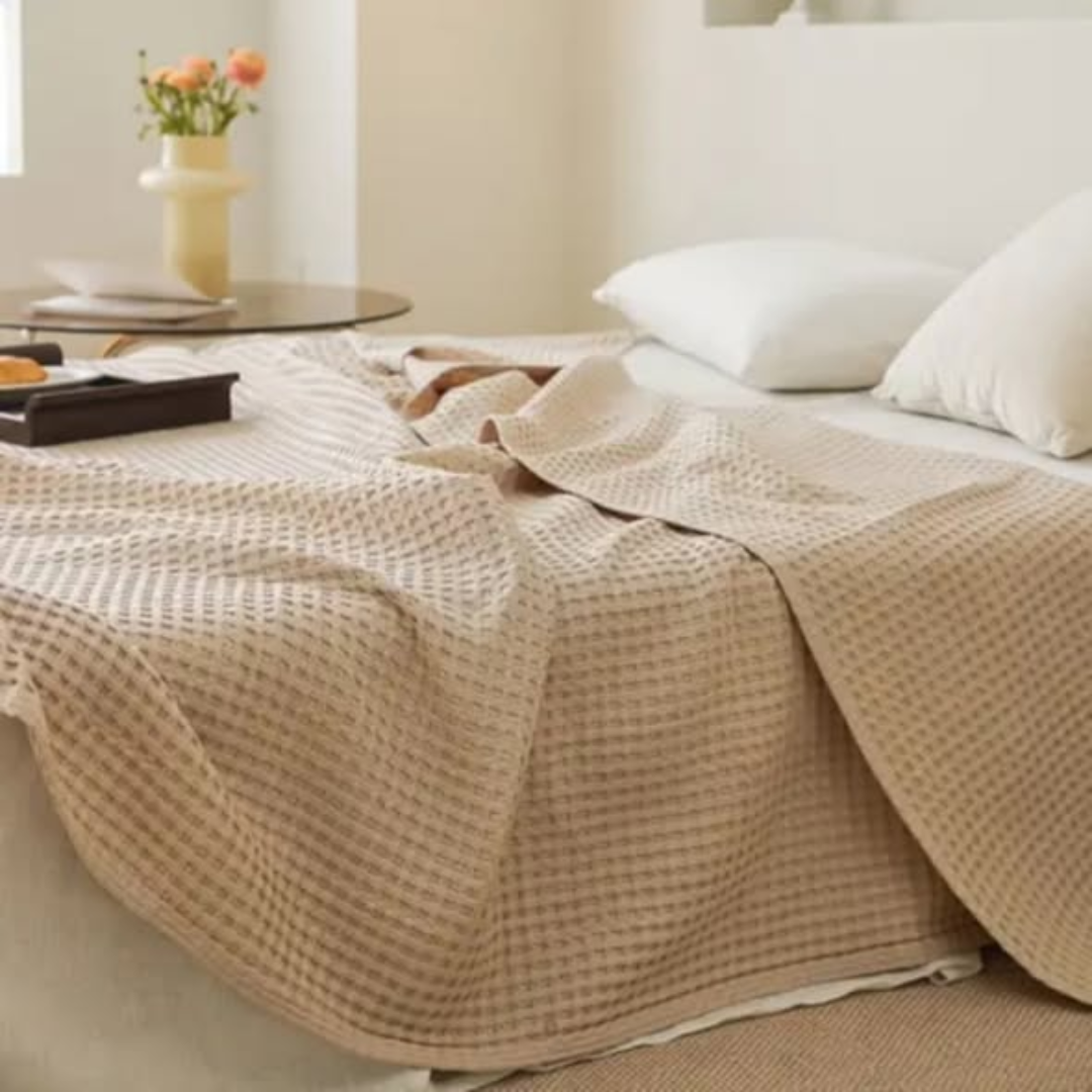 Waffle Bed Coverlet Set with pillow cases