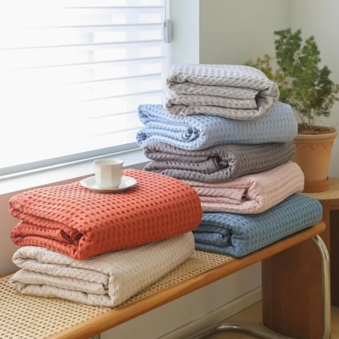 Waffle Bed Coverlet Set with pillow cases