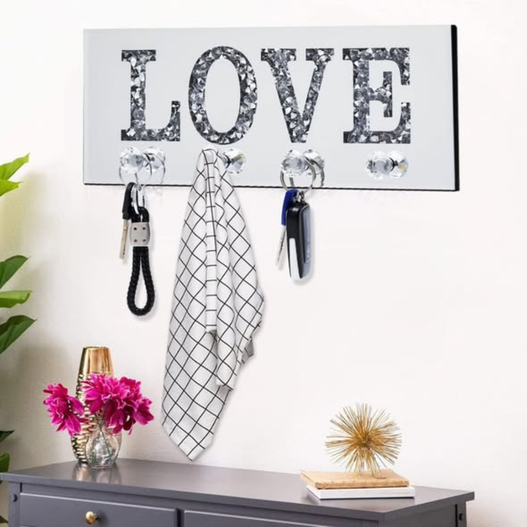 Crystal Glass Love Key Holder