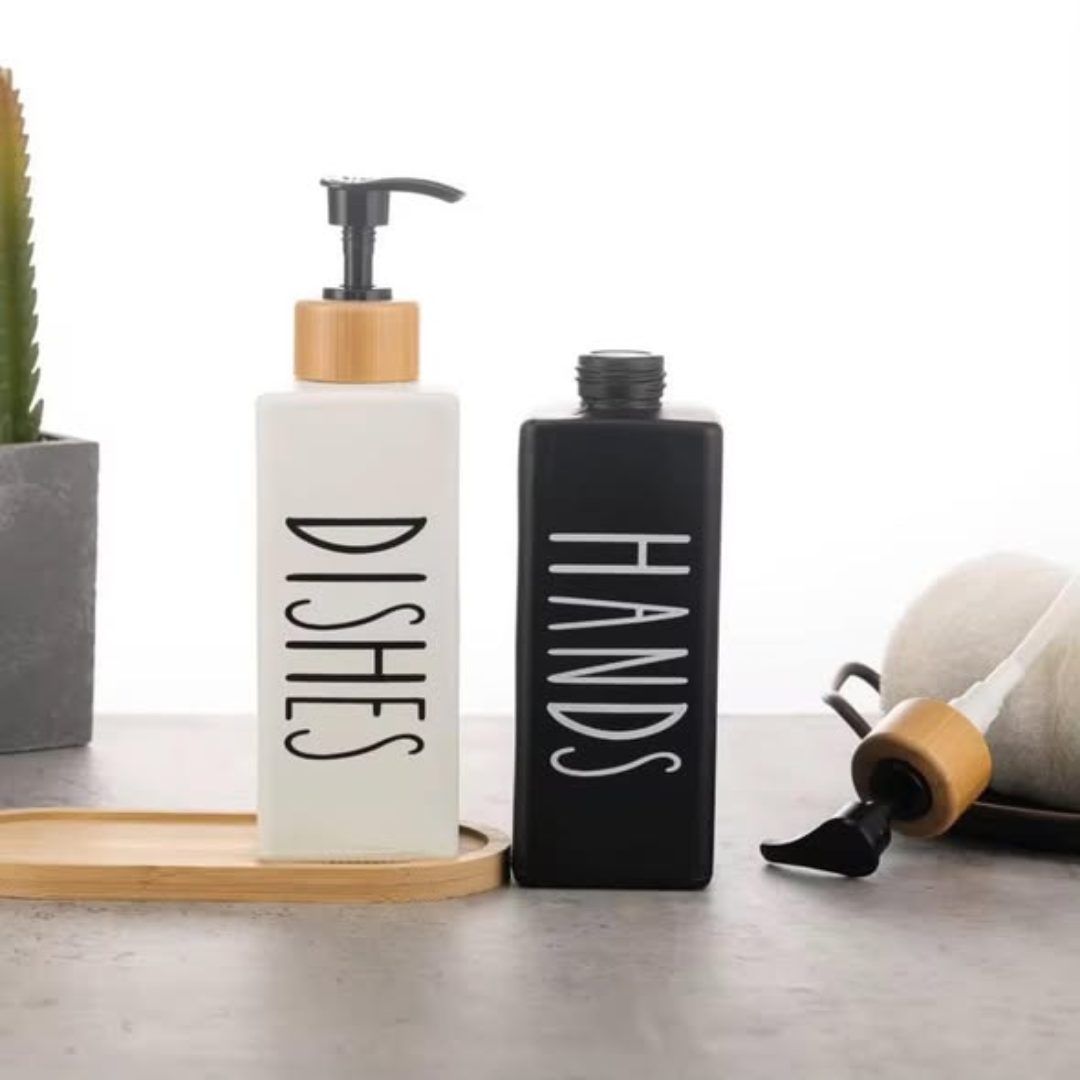 350ml square glass soap dispenser