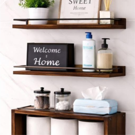 Solid pine wood bathroom floating Shelves