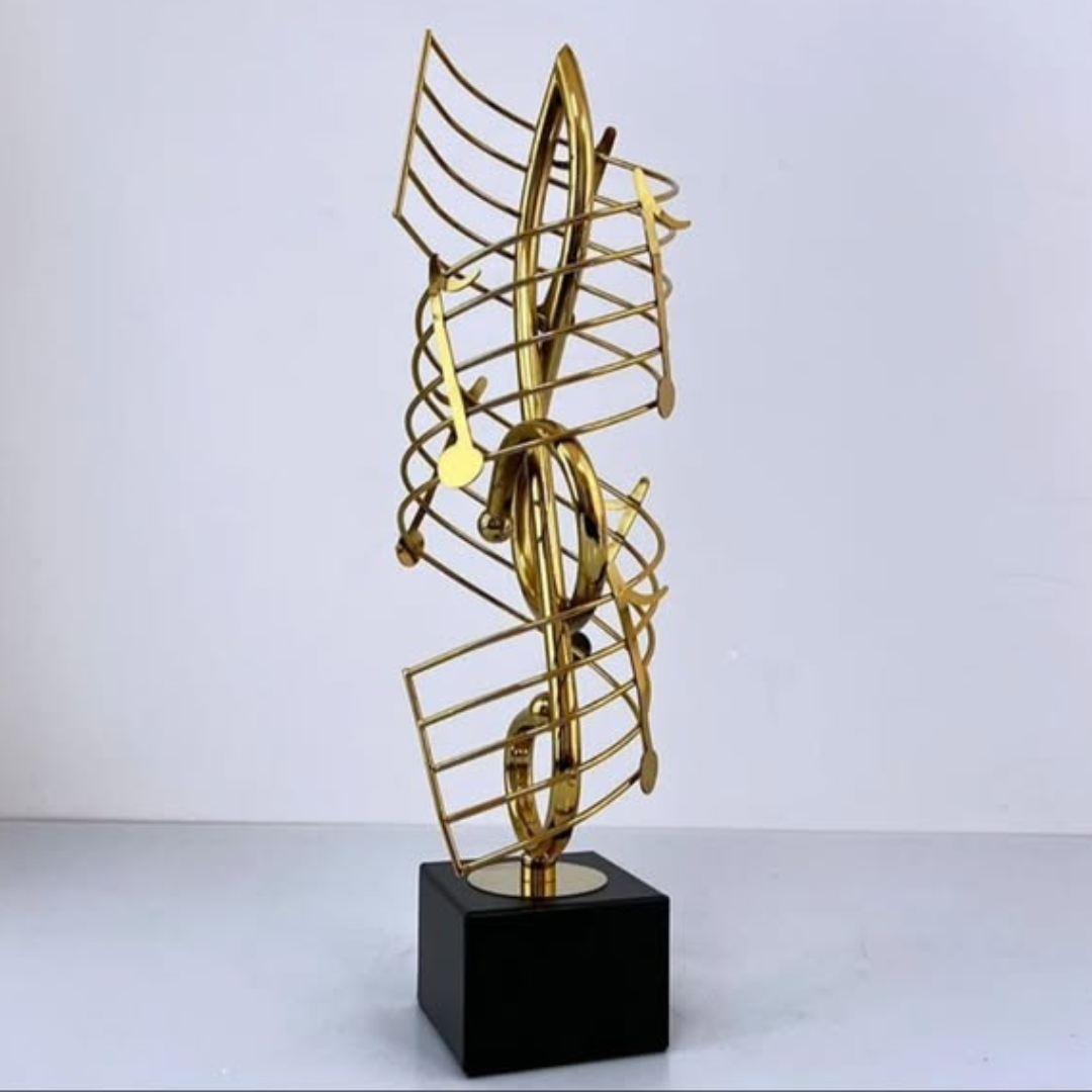Golden Metal Musical Note Trophy / Home Decoration Statue