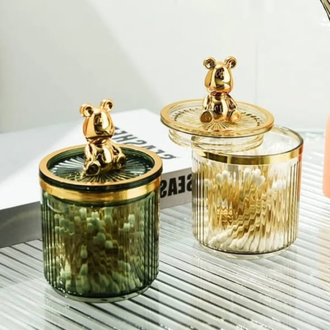 Bear cotton swab storage box