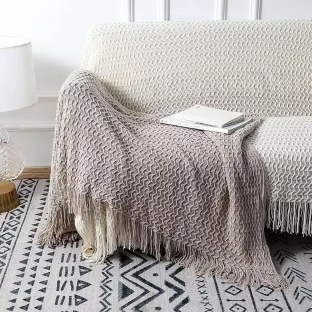 Throw Blanket with Tassels