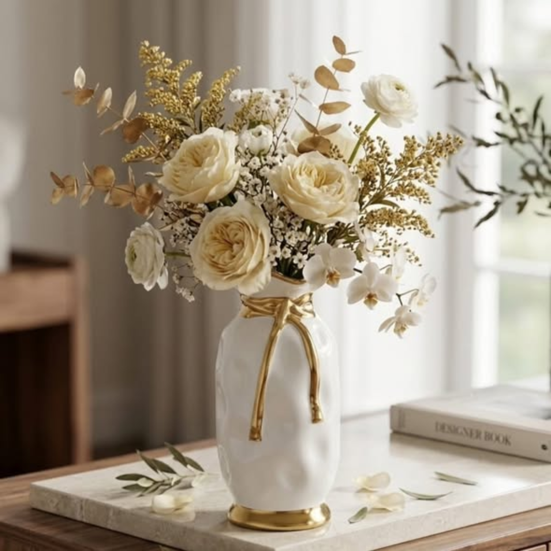 Ceramic Vase with Gold Detailing