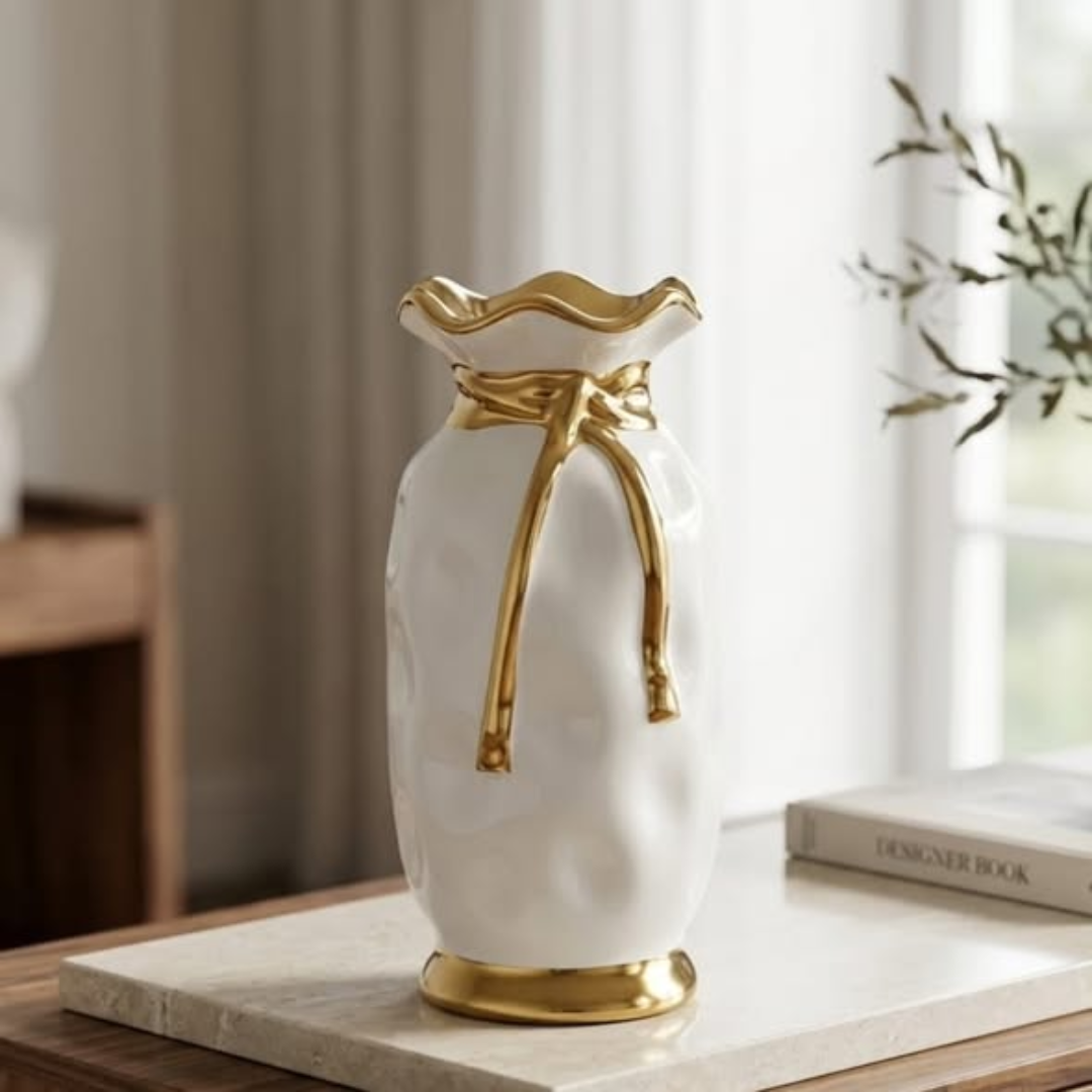 Ceramic Vase with Gold Detailing