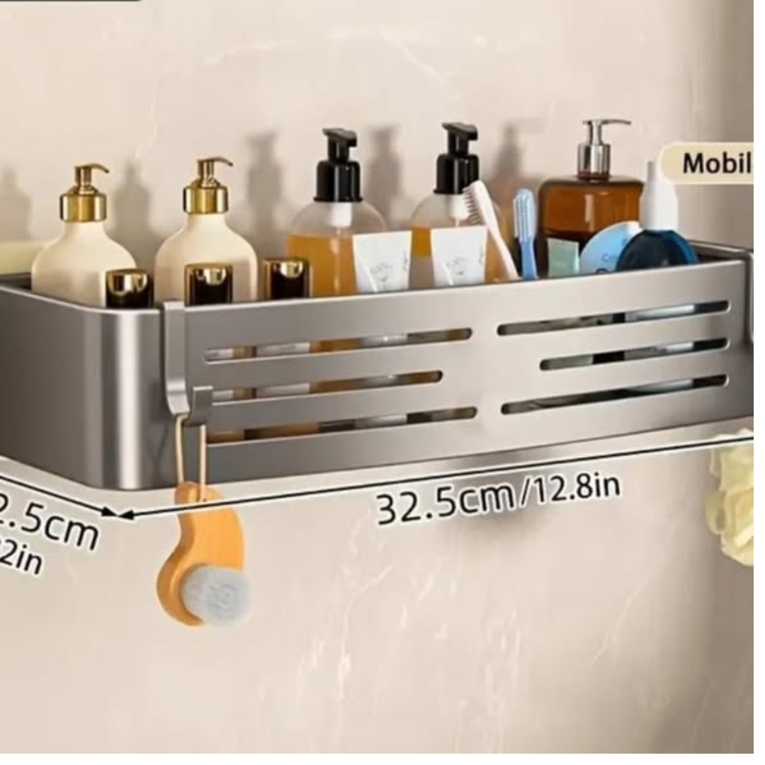 2pcs Aluminum Wall Mounted Bathroom Shelf Set