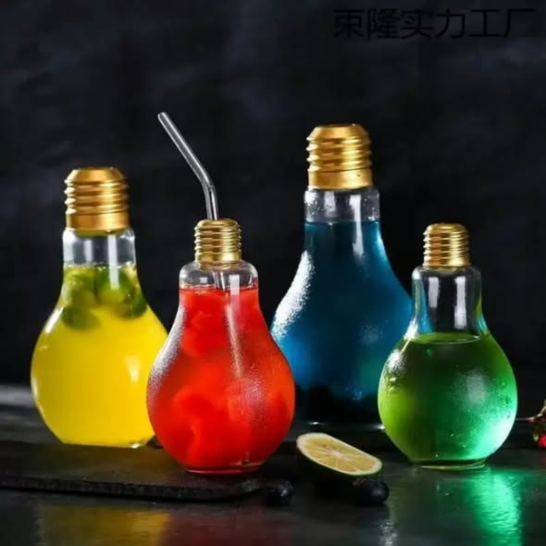 Glass Cups Light Bulb Shaped Drinking Glasses 3 pcs