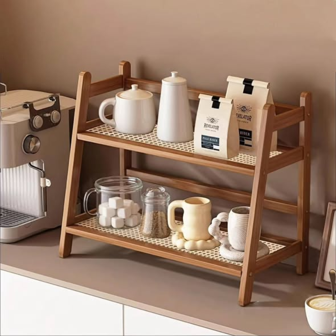 Bamboo countertop storage rack