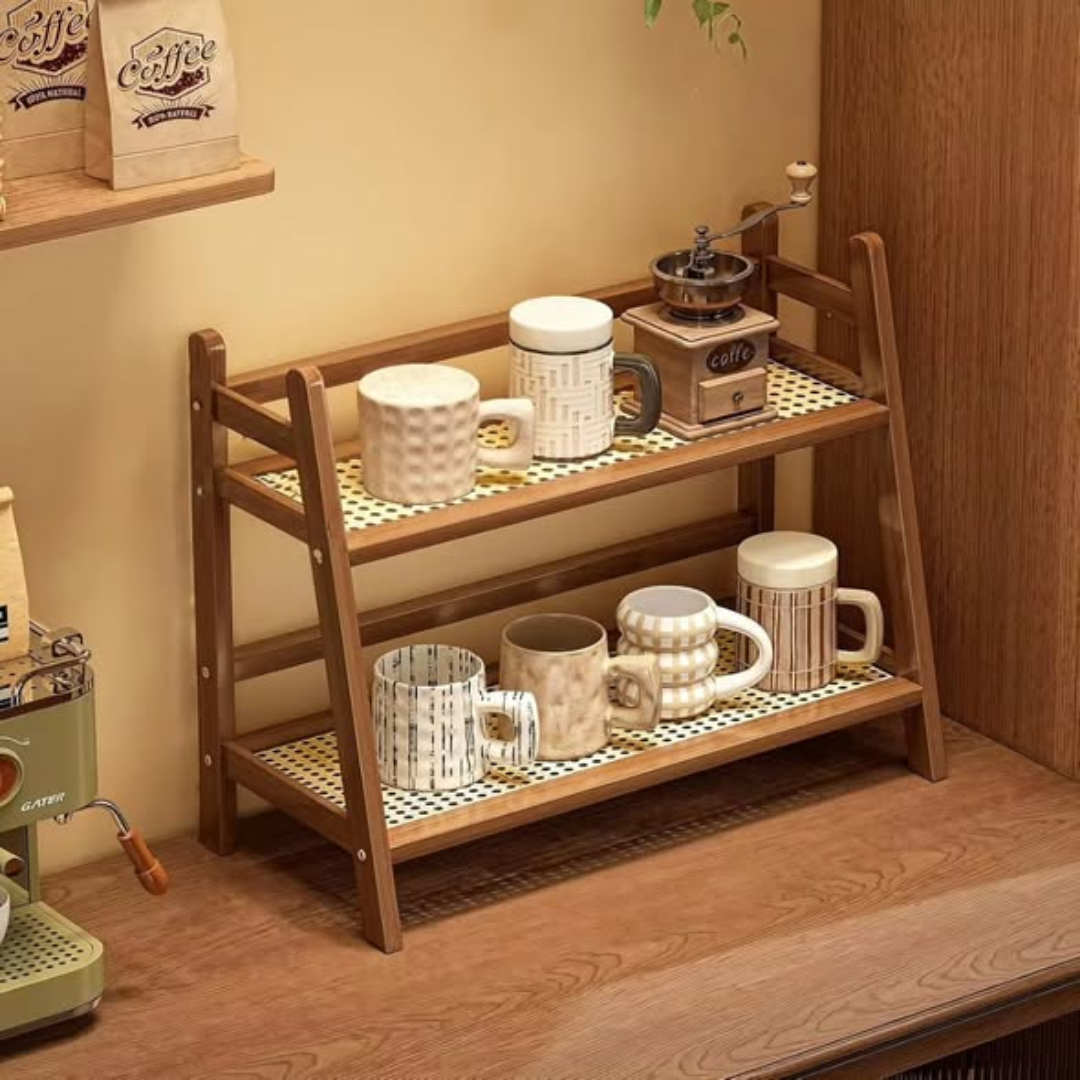 Bamboo countertop storage rack