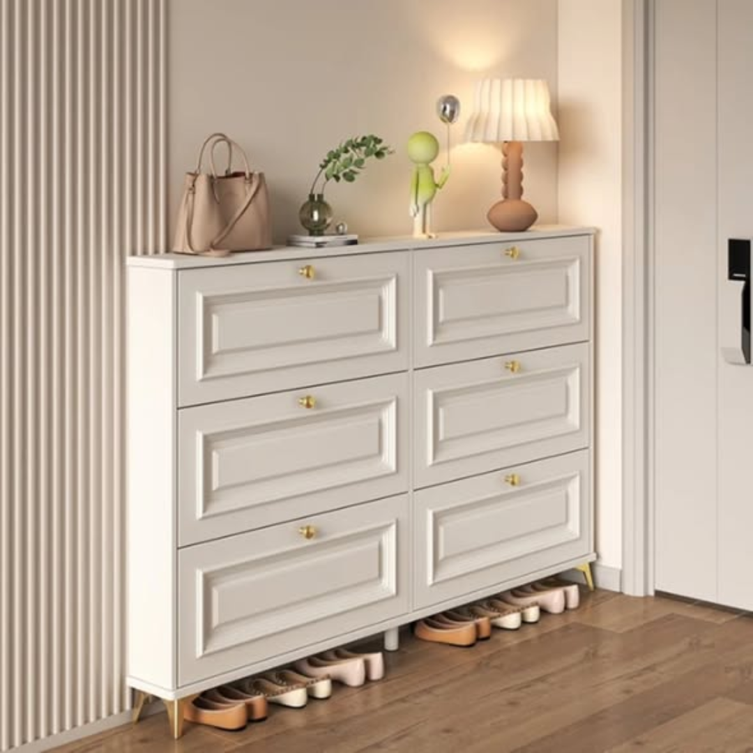 Modern Cream White Shoe Cabinet