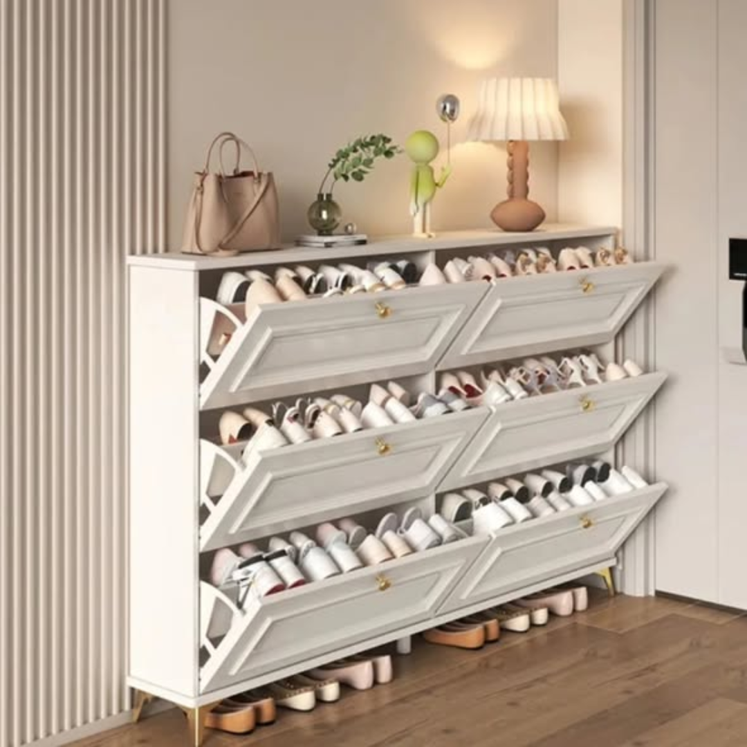 Modern Cream White Shoe Cabinet