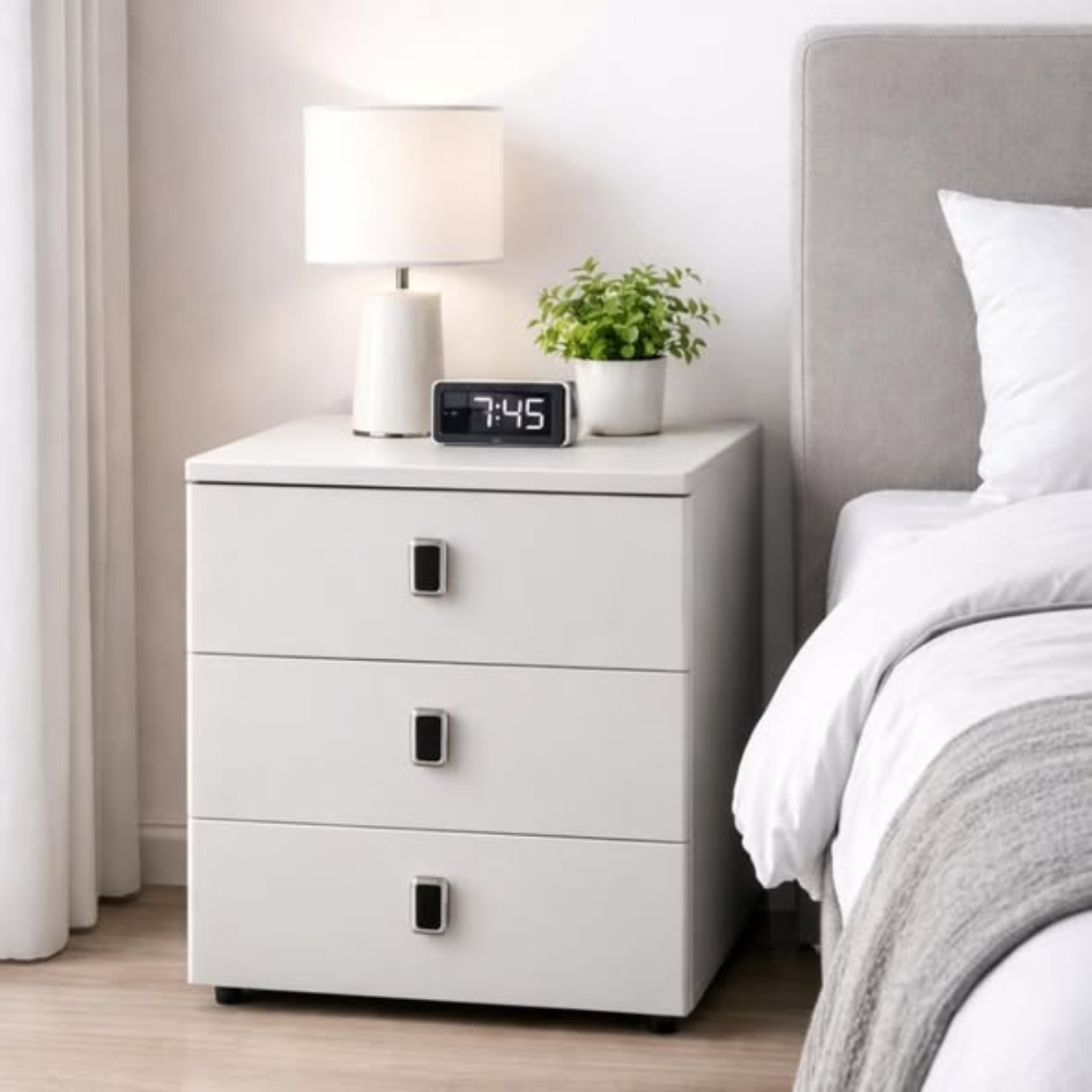 3-Drawer Wooden Bedside Nightstand
