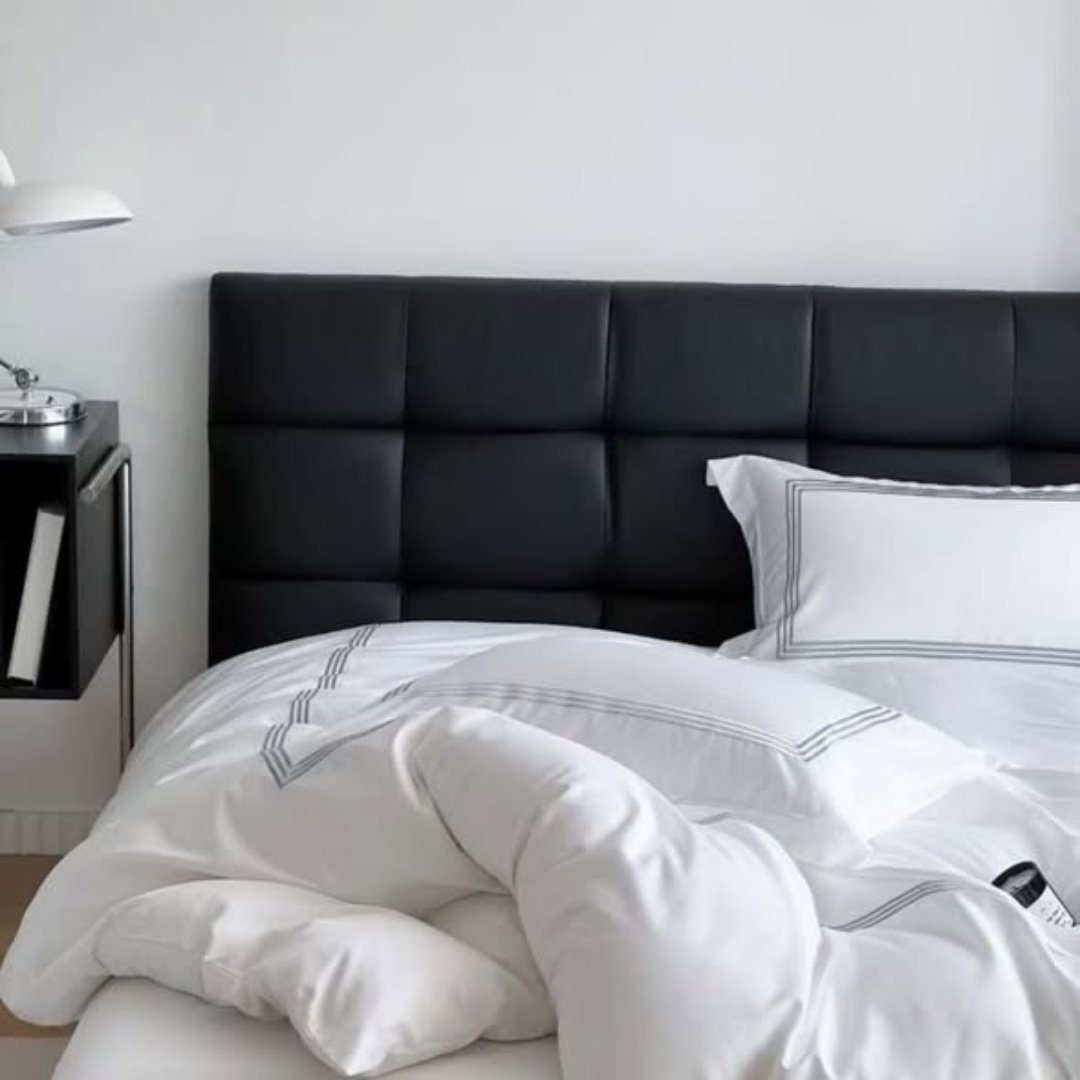 100% Pure Cotton Duvet Cover Set (Grey Stripes)